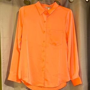 Skies Are Blue Neon Orange Button-Down Shirt